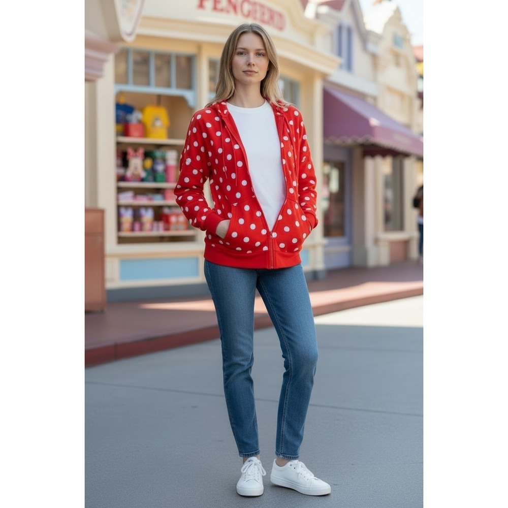 Disney Parks Minnie Mouse Polkadot Zip Hoodie Size M New - Final Winter Markdown - Picture 4 of 5